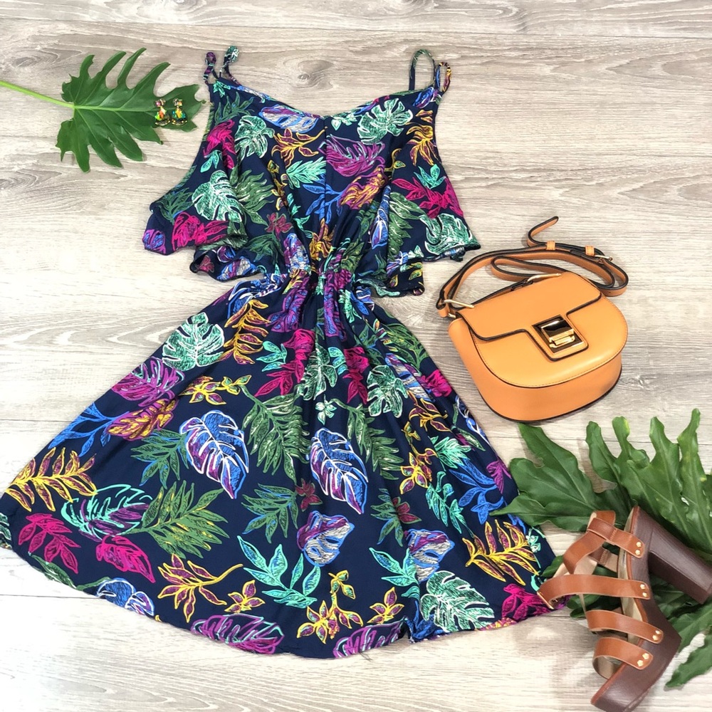 Be-leaf Me Cold Shoulder Dress